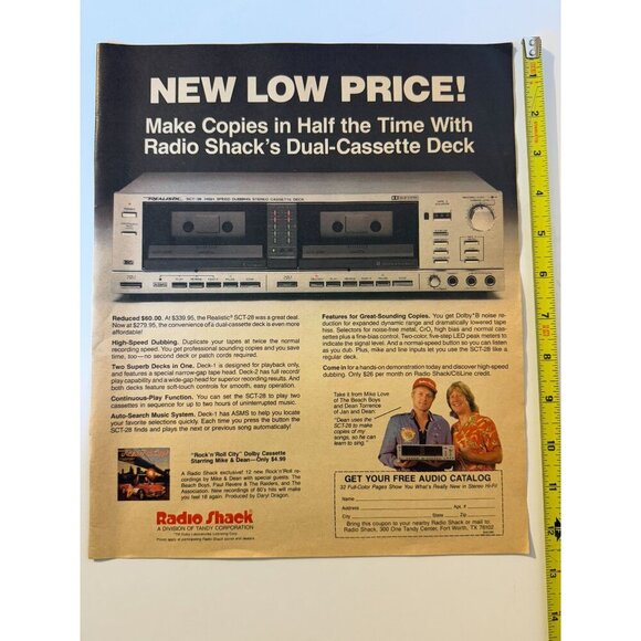 Vintage 1983 Radio Shack Dual Cassette Deck Advertisement Print Ad - Picture 2 of 3